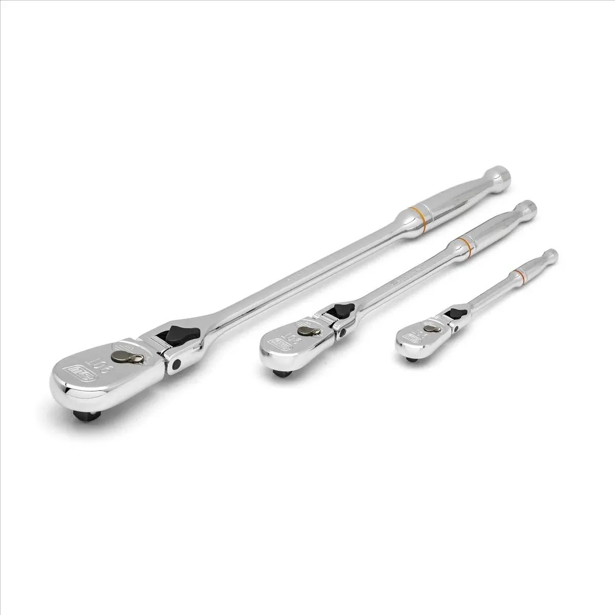 GearWrench 81276T 3 Pc. 1/4", 3/8" & 1/2" Drive 90-Tooth Locking Flex Head Teardrop Ratchet Set