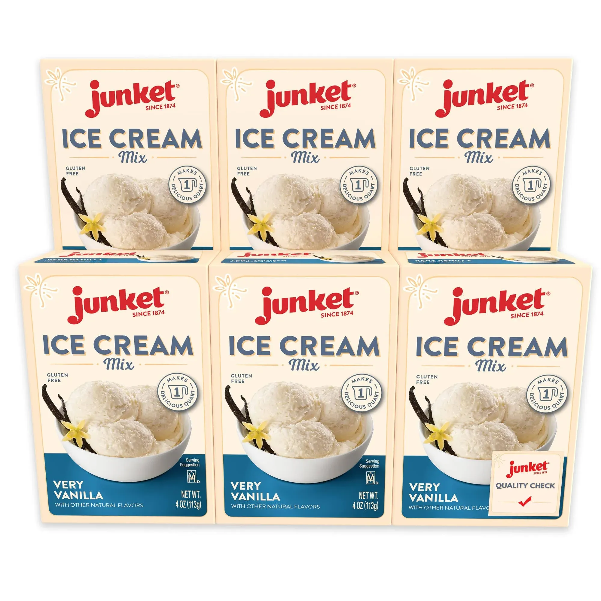 Junket Vanilla Ice Cream Mix Makes 6 Quarts Old Fashioned Homemade Ice Cream for Ice Cream Maker or Hand Stir Just Add Milk A