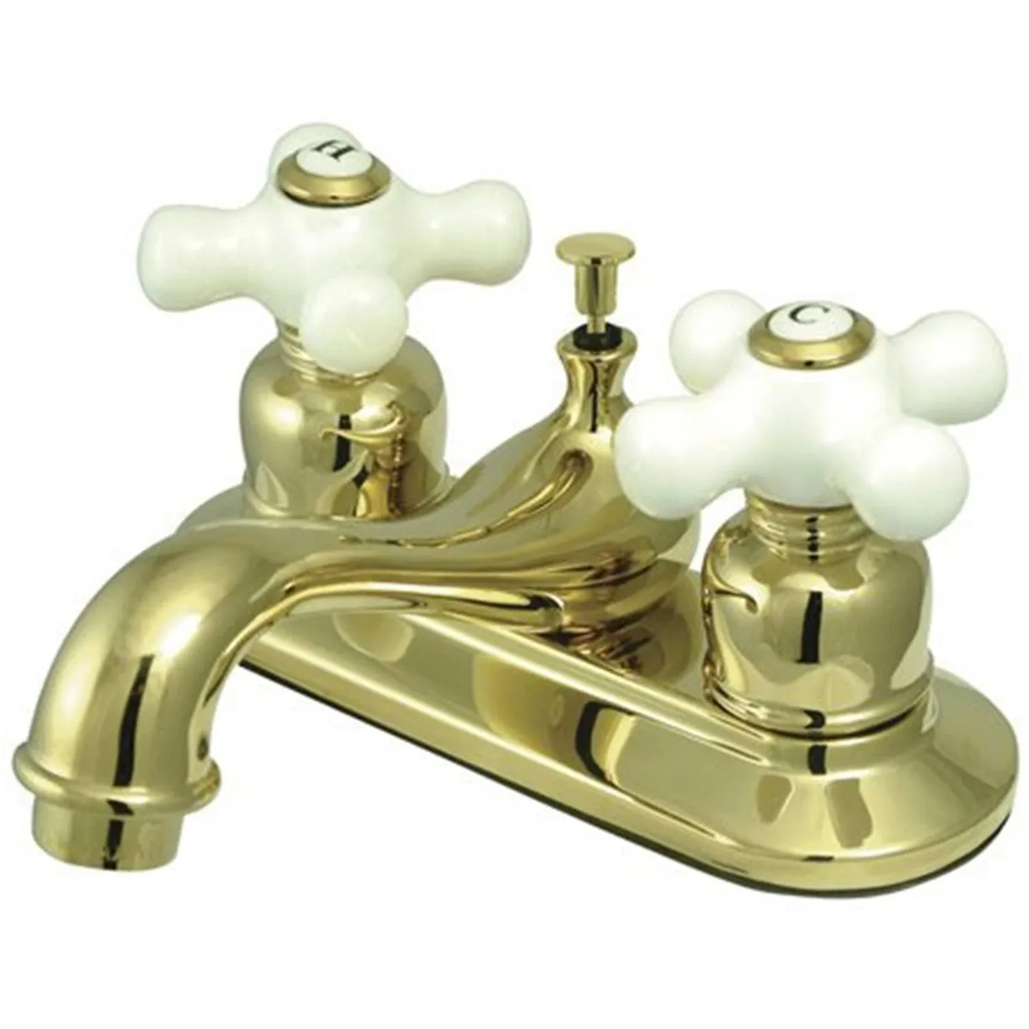 Kingston Brass GKB602PX Restoration 4-inch Centerset Lavatory Faucet with Retail Pop-up, Polished Brass