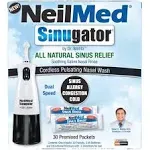 Sinugator Cordless Pulsating Nasal Irrigator (Dual Speed) with 30 Premixed Pa...