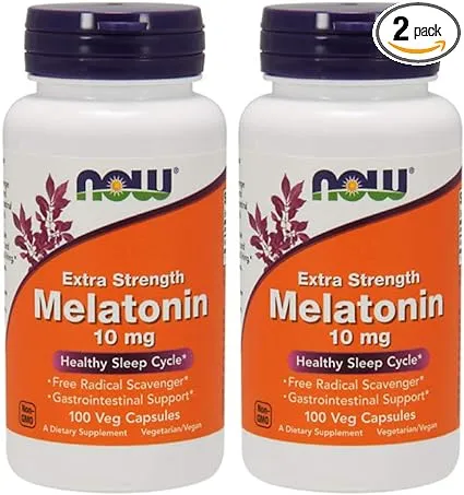 Now Foods Melatonin, 10 mg, 100 vcaps (Pack of 2)