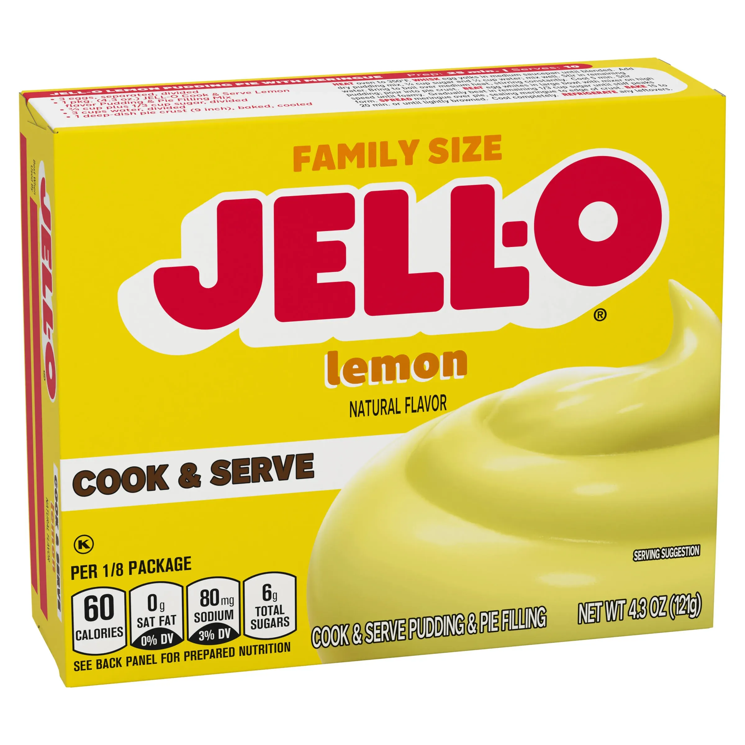 Jell O Cook & Serve Pudding & Pie Filling, Lemon - 4.3 oz