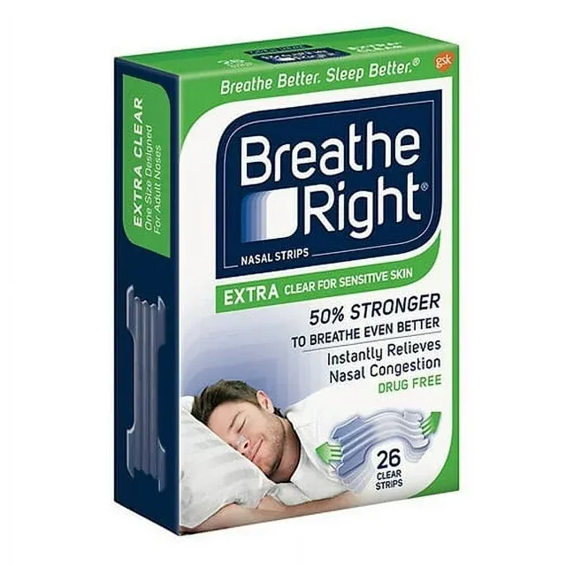 Breathe Right Nasal Strips, Clear, Extra Strength - 26 strips