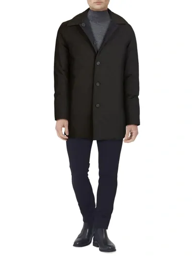 Men's Melton Classic-fit Topcoat In Black