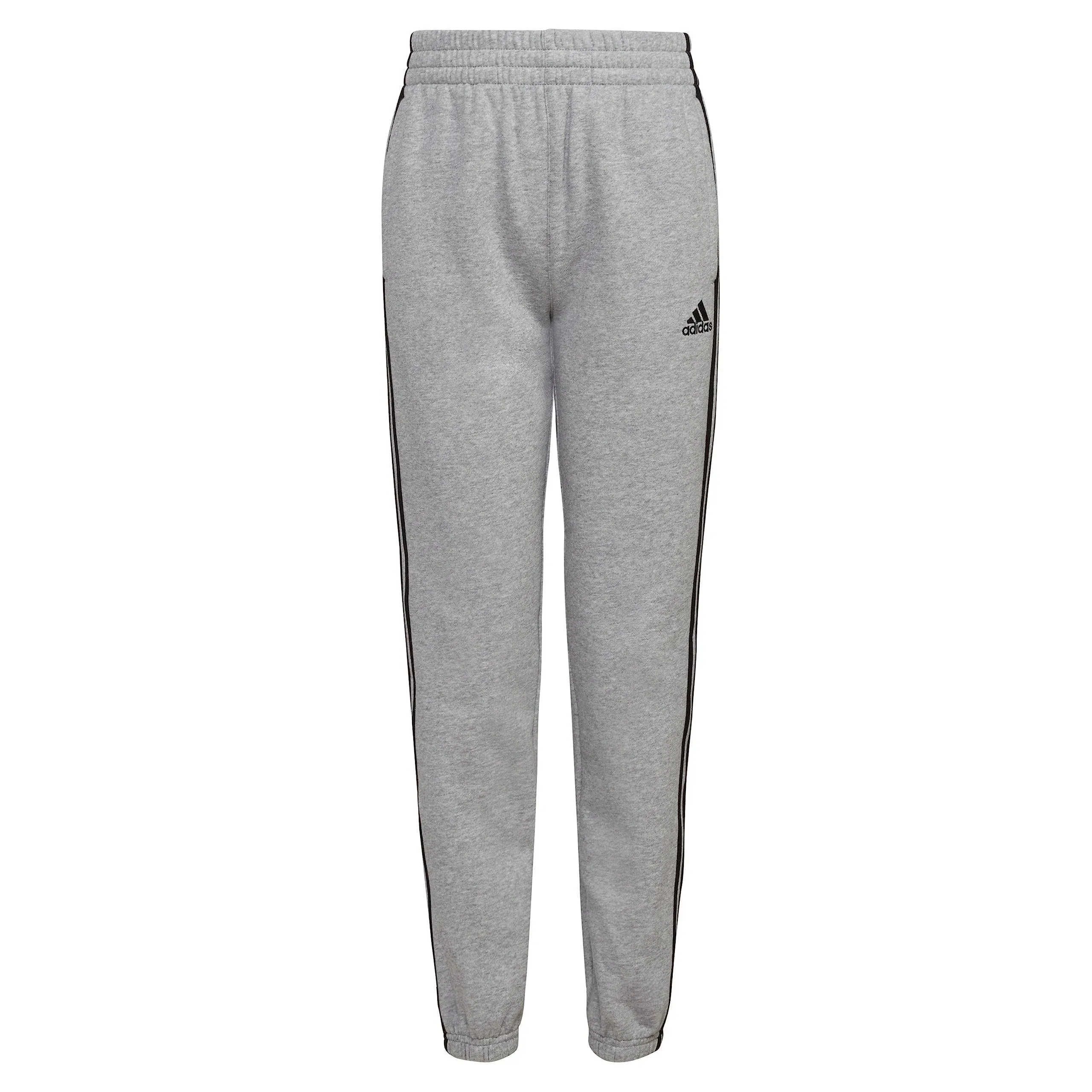 Adidas Big Boys Elastic Waistband Essential 3-Stripe Fleece Joggers - Medium Gray Heather