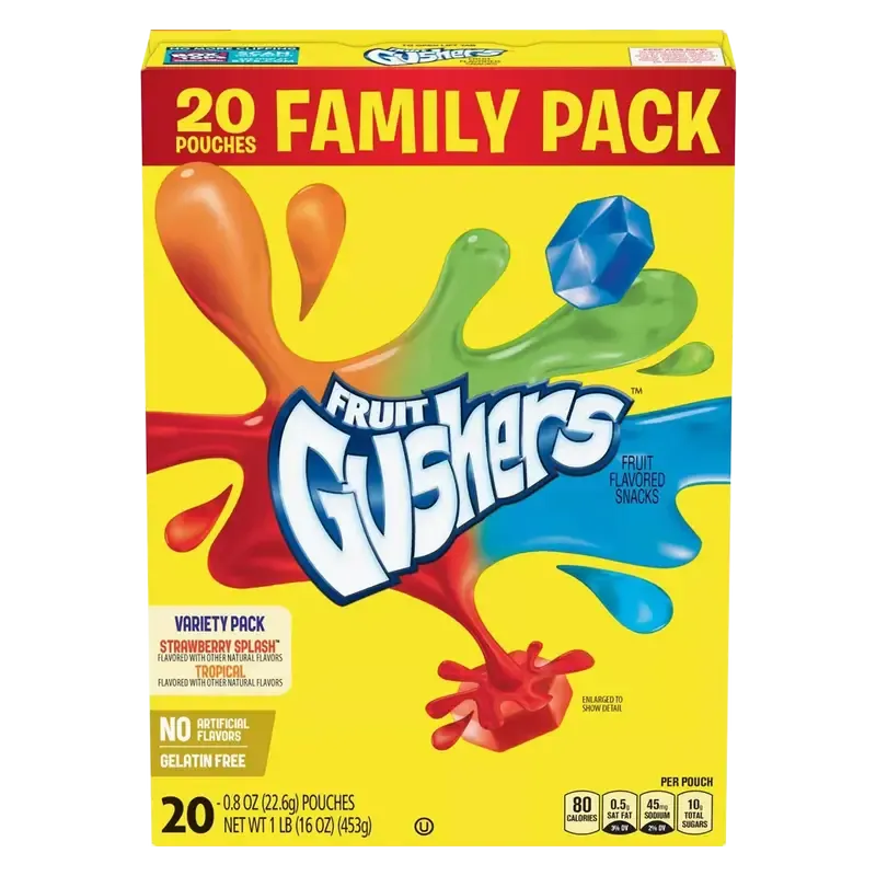 Gushers Fruit Flavored Snacks Variety Pack Strawberry and Tropical 20 ct