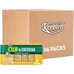 Keebler Sandwich Crackers, Single Serve Snack Crackers, Lunch Snacks, Club and Cheddar (96 Packs)