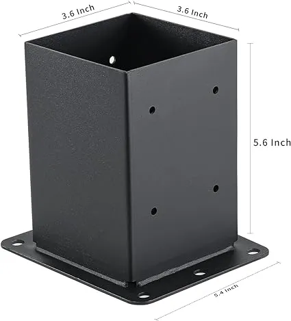 4 in. x 4 in. Black Steel Post Base Deck Post Bracket