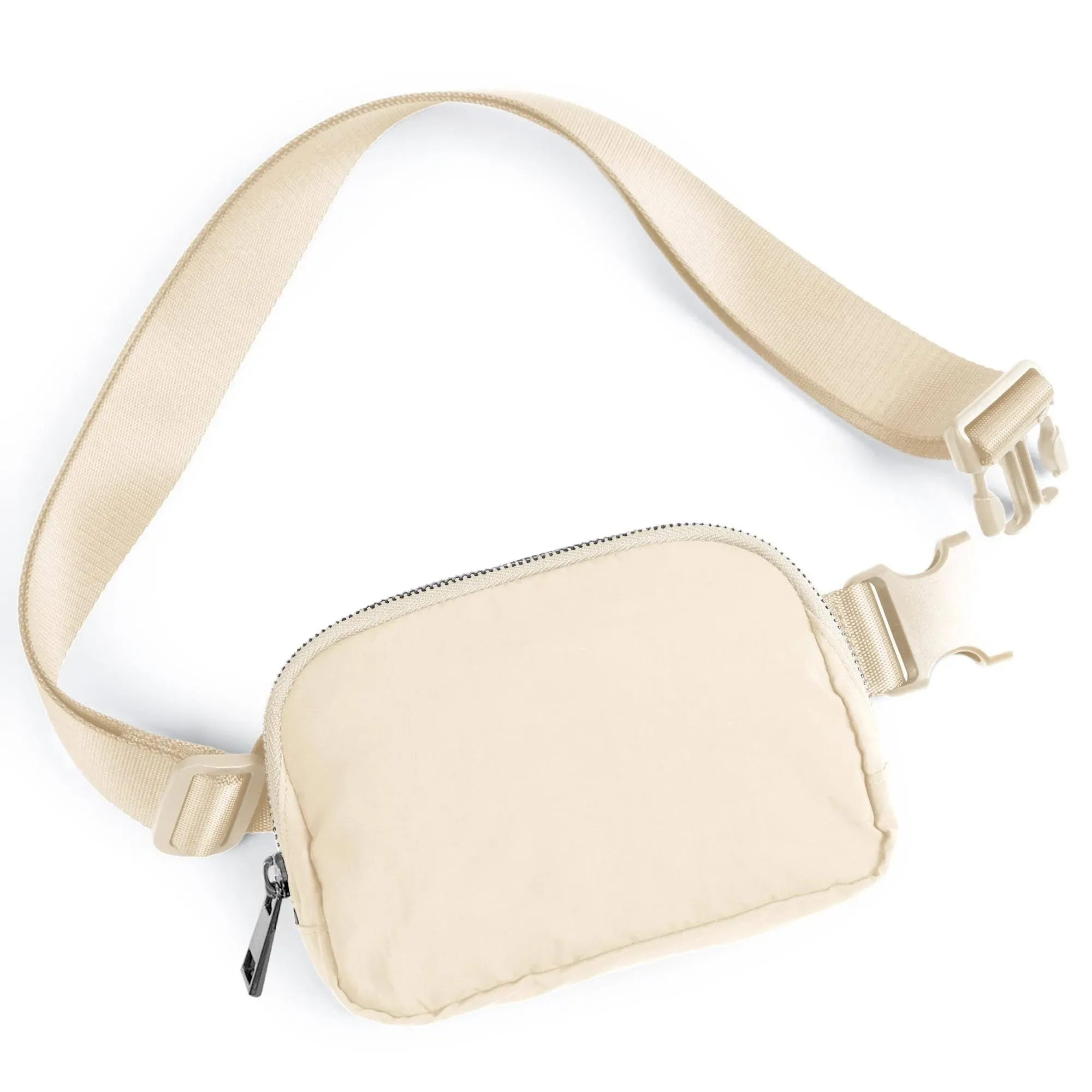 ODODOS Unisex Mini Belt Bag with Adjustable Strap Small Fanny Pack for Workout Running Traveling Hiking, Ivory