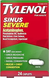 TYLENOL Sinus Congestion & Pain, Severe Caplets Daytime Non-Drowsy 24 EA (Pack of 3)