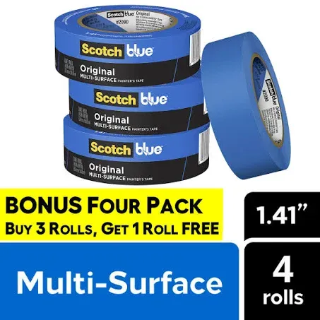 3m 2090 Original Blue Tape 1.41 in. x 60 yds Multi-Surface Painter&#039;s tape 3+1