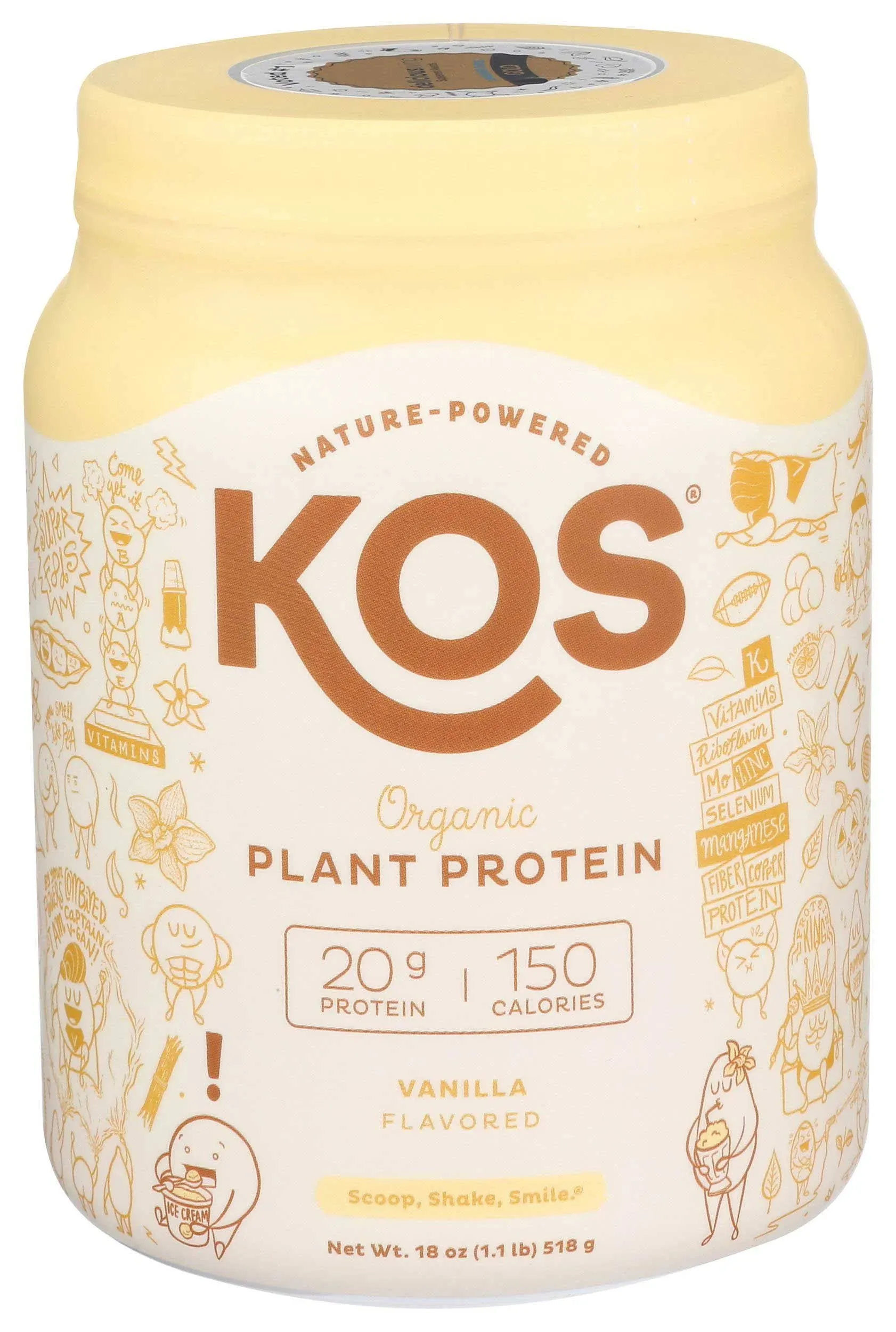 Kos Plant Protein, Organic, Vanilla Flavored - 19.6 oz