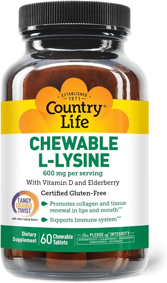 Country Life Chewable L-Lysine 600mg Tablets