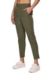 Rbx Women's Quick Drying Woven Ankle Pant with Pockets Ribbed Side Olive L