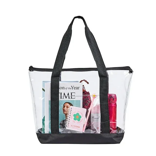 Joefnel Stylish and Transparent Clear Totes Bag with Reinforced Handles: Spacious and Fashionable Clear Tote Bag for Beach, Travel, Stadium Events, Work, and Everyday Use