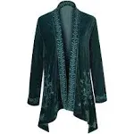 Floral Embroidered Velvet Kimono Cardigan