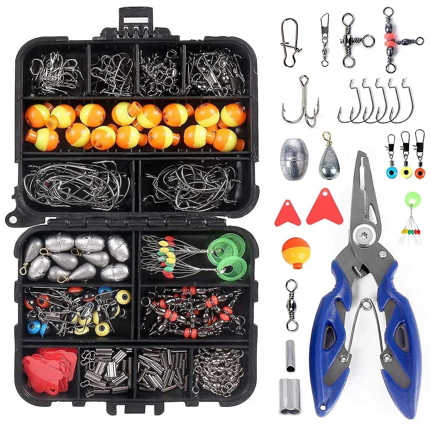 263pcs Fishing Accessories Set with Box Including Jig Hooks  Swivels Z8S3