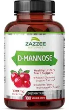 Zazzee D-Mannose 1000 mg per Serving Pure Potent Fast-Acting Capsules