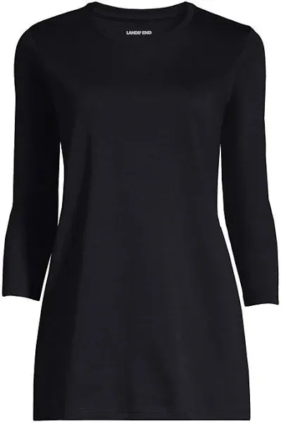 Lands' End Women's 3/4 Sleeve Supima Cotton Crewneck Tunic