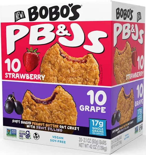 (20 Count) Bobo&#039;s Oat Bites Variety Pack PB&amp;J  Strawberry/gra<wbr/>pe LOT OF 2