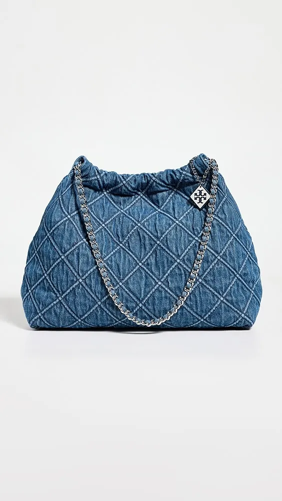 Tory Burch Fleming Soft Denim Drawstring Hobo