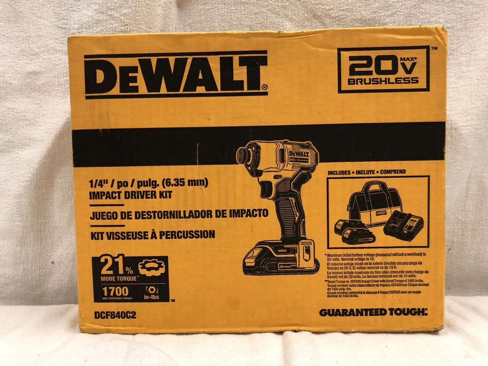 DeWalt DCF840C2 20V MAX* 1/4" Brushless Cordless Impact Driver Kit