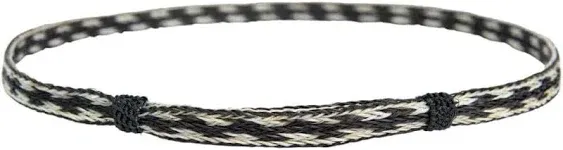  - Genuine Panama Hat Band - Horsehair Band - Adjustable Size - and White Black