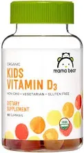 Amazon Brand - Mama Bear Organic Kids Vitamin D3 25 mcg (1000 IU) Gummies per serving, Bone and Immune Health, Strawberry, 80 Count