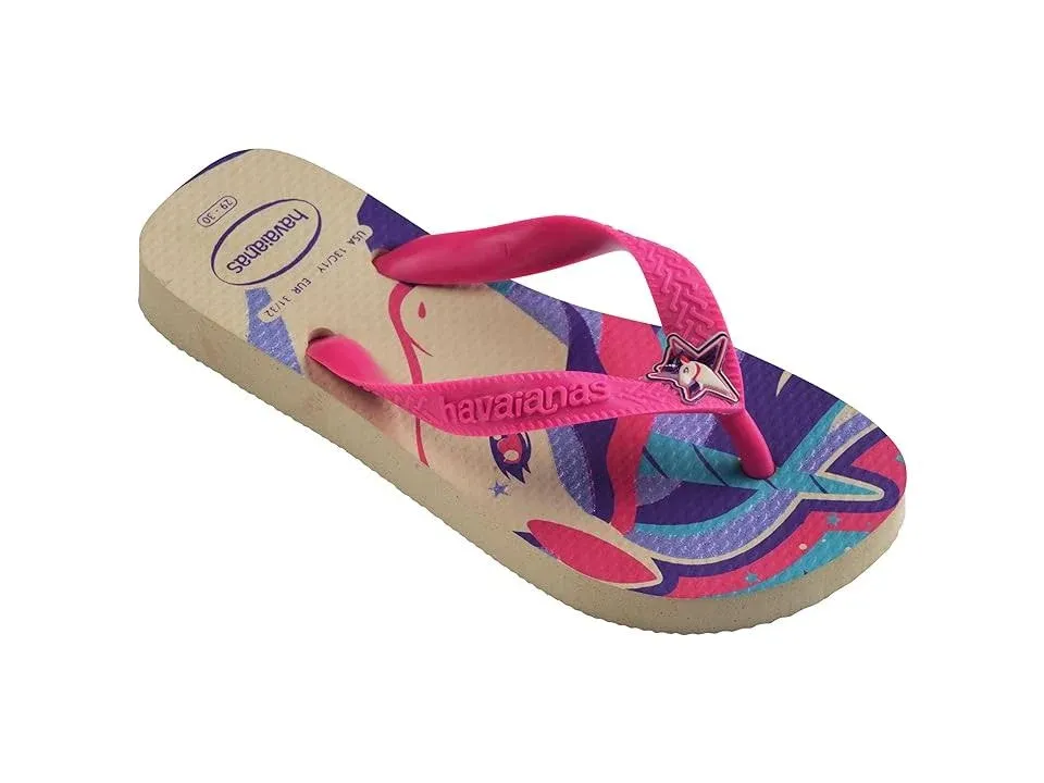 Havaianas Kids Fantasy Flip Flops Sandal | Beige/Magenta Neon | Size 2Y