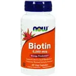 Now Foods Biotin Dietary Supplement, 5000 mcg, Vegetable Capsules - 60 count