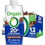 Orgain Grass-Fed Protein Shake, Creamy Chocolate Fudge - 12 pack, 11 fl oz cartons