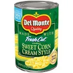 DEL MONTE FRESH CUT Golden Sweet Canned Cream Corn, Canned Vegetables, 24 Pack, 14.75 oz Can