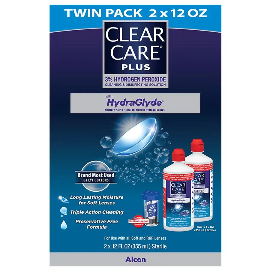 Clear Care Plus Cleaning & Disinfecting Solution with HydraGlyde - 12.0 fl oz x 2 pack