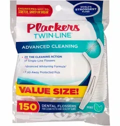 Plackers Twin-Line Dental Flossers Advanced Whitening and Dual Action Flossing