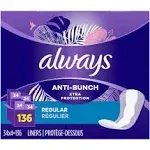 Always Anti Bunch Regular Liners - 136 ct