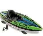 Intex Challenger K1 1-Person Inflatable Sporty Kayak + Oars and Pump | 68305EP