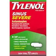 Tylenol Sinus Congestion and Pain Severe Daytime 24 Caplets - 3 Pack