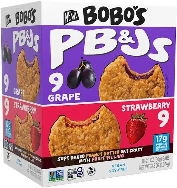 Bobo&#039;s PB&amp;J Oat Snacks, Variety Pack 18 pk. - FREE SHIPPING