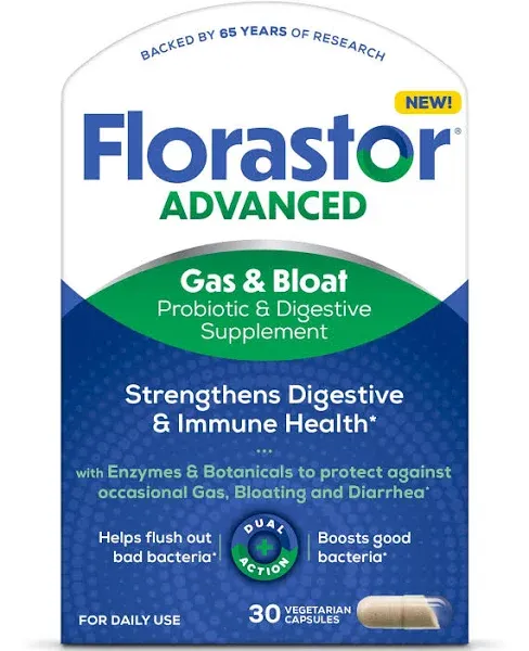 Florastor Advance Gas & Bloat Probiotic, 30 CT