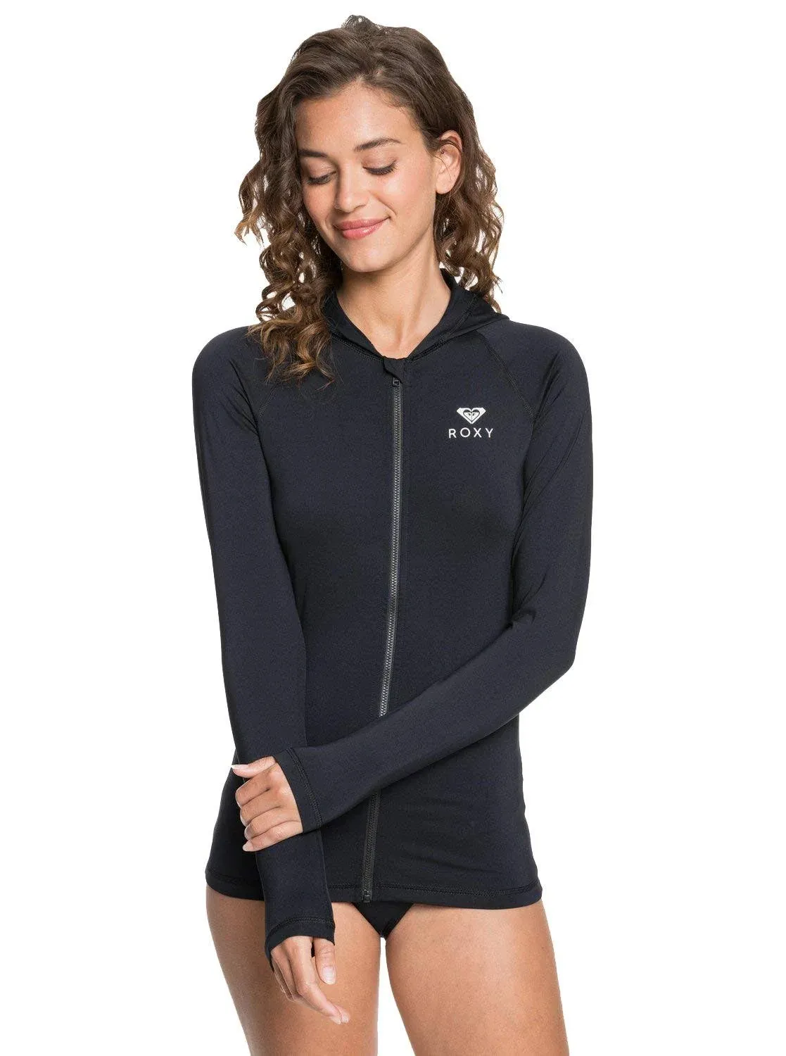 Roxy Women's Essentials Hoodie 2 Rashguard Black M