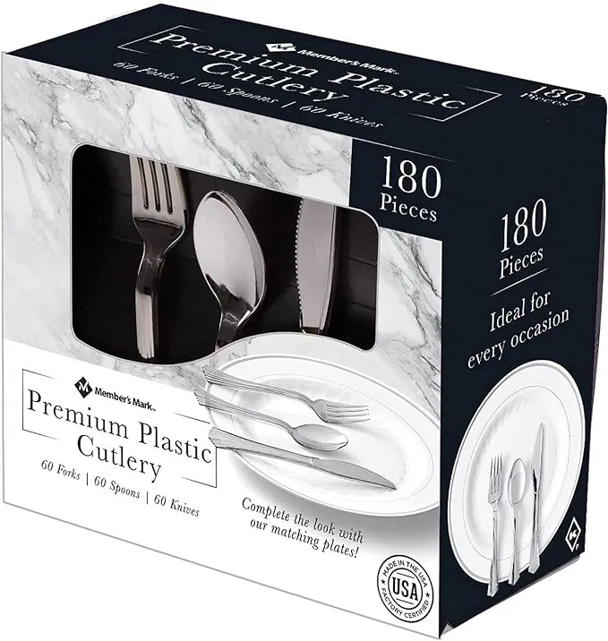 Member S Mark Premium Silver- Look Cutlery Combo (180 Ct.) Wholesale, Cheap, Discount, Bulk (1 - Pack), 901427