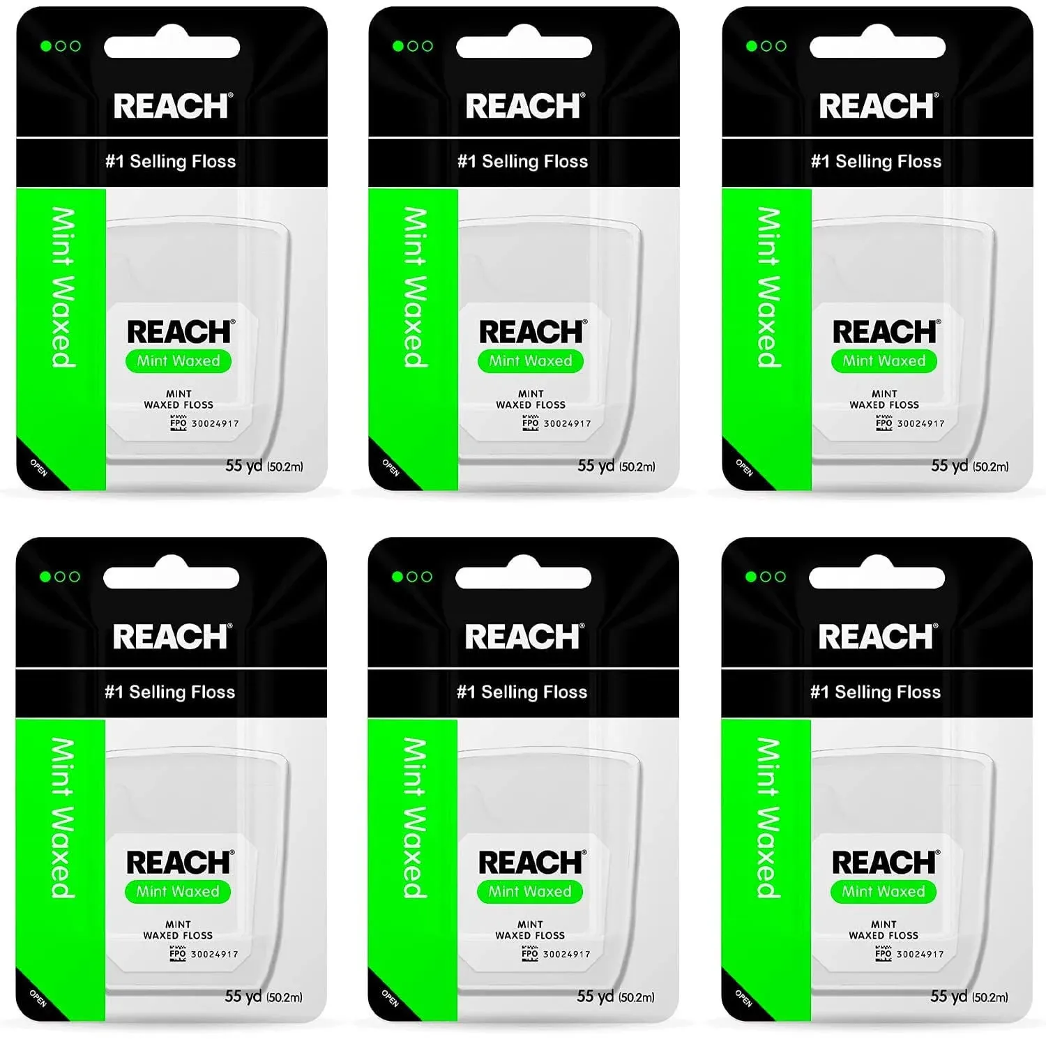 Reach Mint Waxed Floss, 55 yd (Pack of 6)