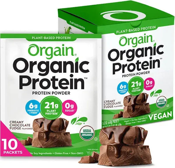 Orgain Organic Plant Based Protein Powder, Creamy Chocolate Fudge Vegan