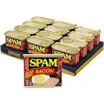 SPAM 🍳with Real HORMEL Bacon 🥓 7 g protein, 12 oz (Pack of 12)