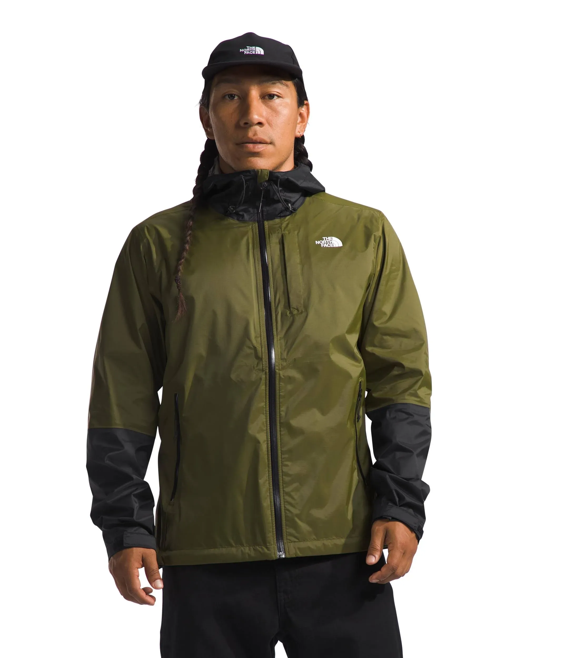 The North Face Alta Vista Rain Jacket Men's(Forest Olive/TNF Black, XL)