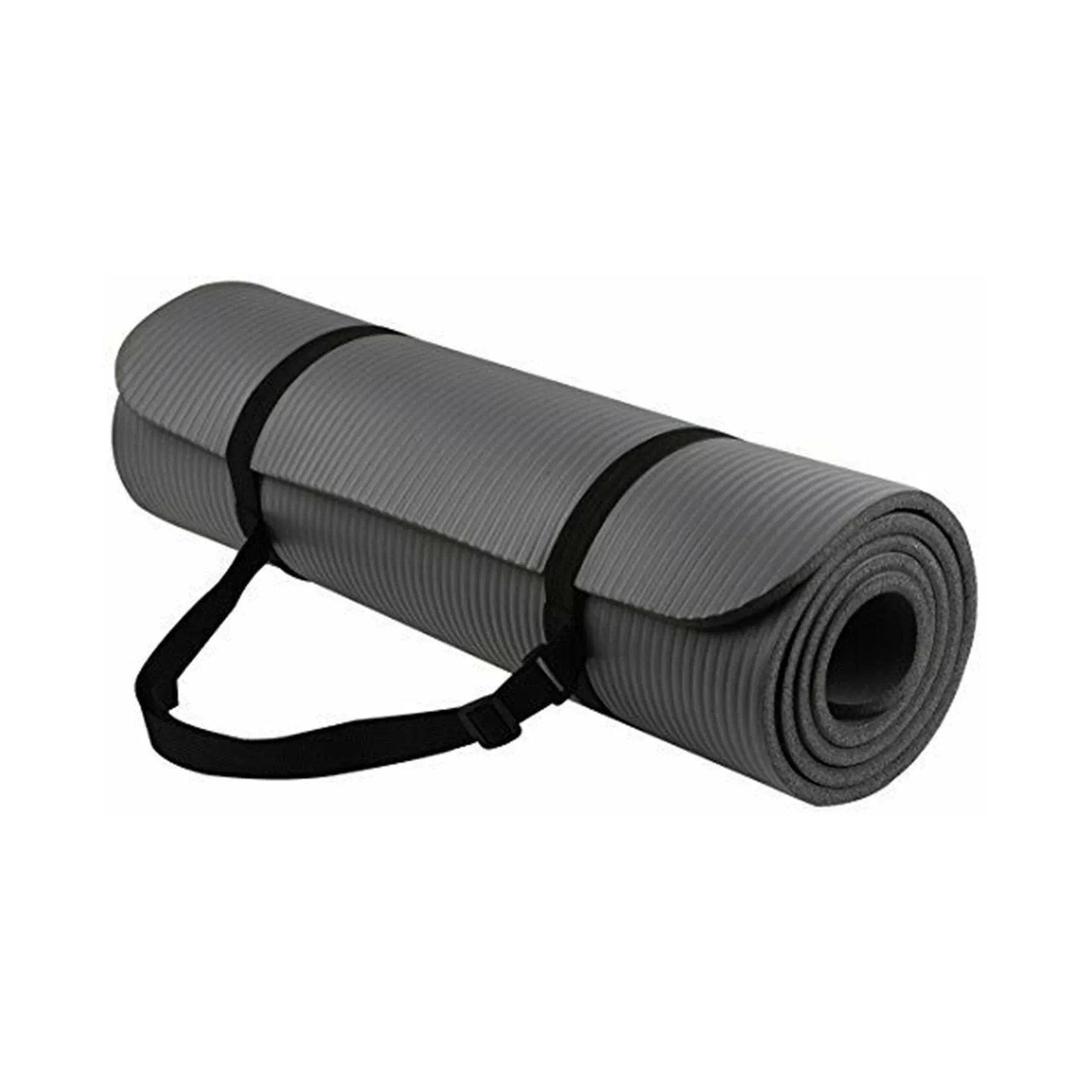 BalanceFrom All-Purpose 1/2 In. High Density Foam Exercise Yoga Mat Anti-Tear with Carrying Strap, Gray