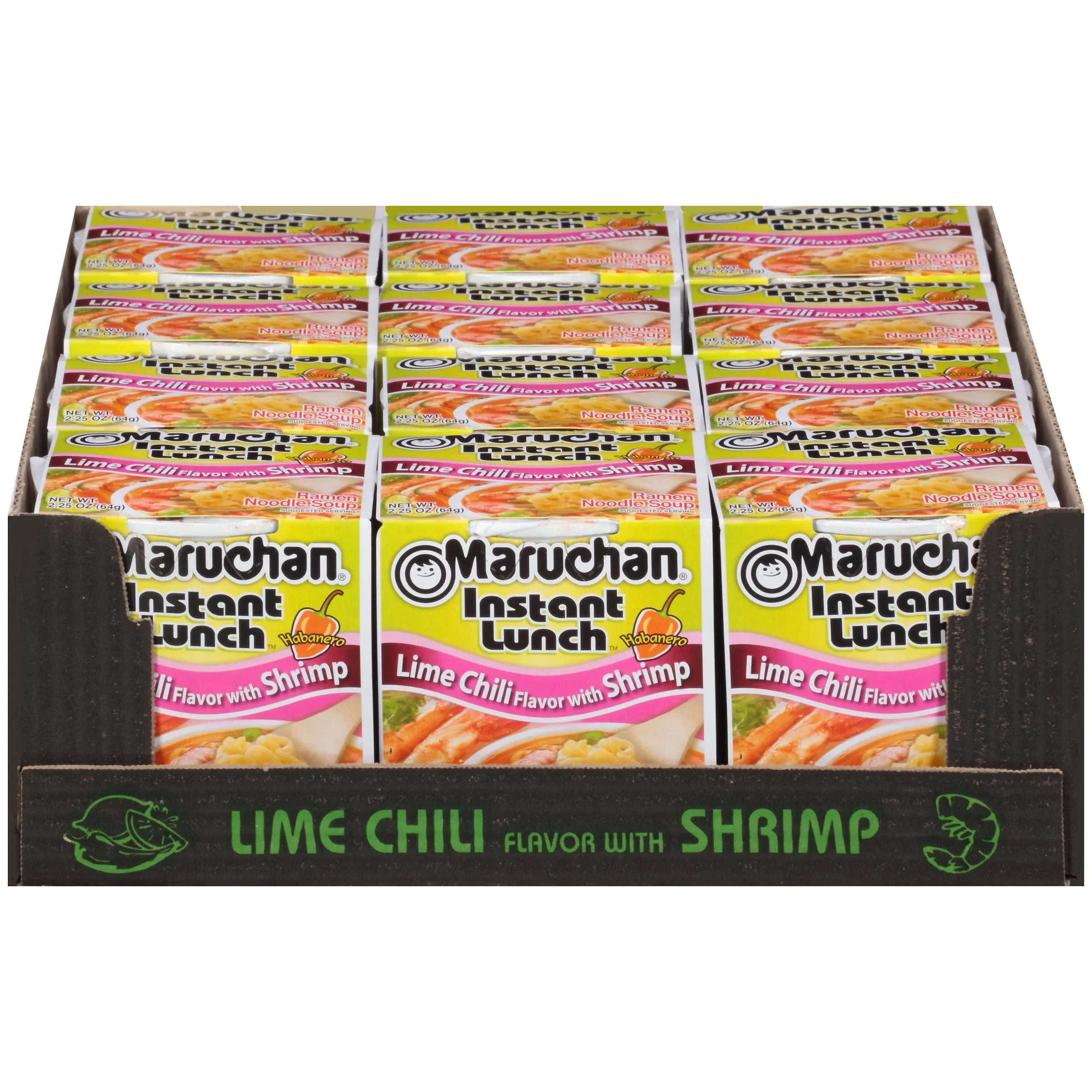 Maruchan Instant Lunch Soup, Lime Chili with Shrimp - 12 pack, 2.25 oz cups