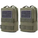 Tacticool 2 Pack Molle Pouches - Tactical Compact Water-Resistant EDC Pouch (Army Green)