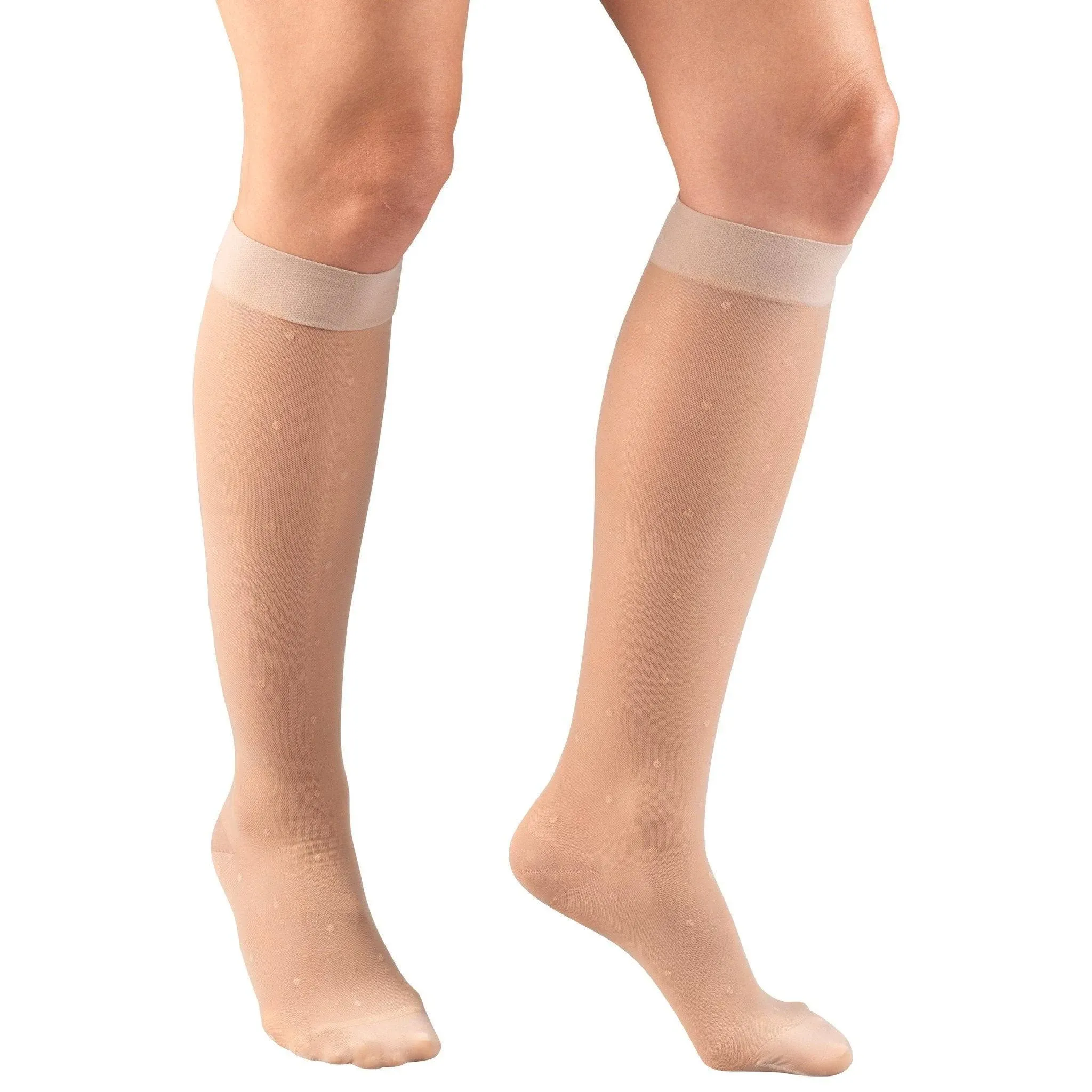 Truform 1782, Women's Stockings, Knee high, Sheer, Dot Pattern: 15-20 mmHg, Nude ...