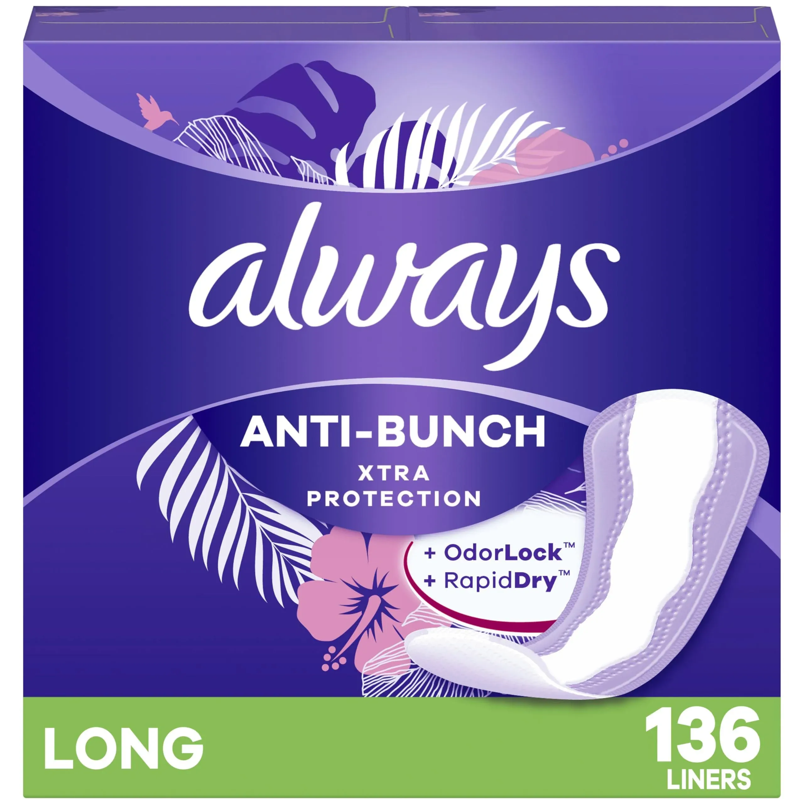 Always Anti-Bunch Xtra Protection Daily Liners Long Unscented